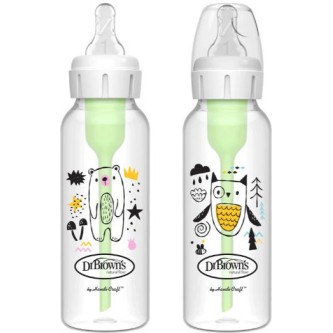 Dr. Brown’s Πλαστικό Μπιμπερό με Στενό Λαιμό Options+Aρκούδα/Κουκουβάγια 2τμχ