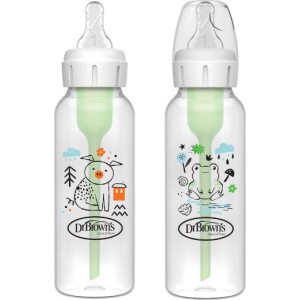 Dr. Brown’s Πλαστικό Μπιμπερό με Στενό Λαιμό Options+Γουρουνάκι/Βάτραχος 2τμχ