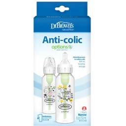 Dr. Brown’s Πλαστικό Μπιμπερό με Στενό Λαιμό Options+Σκίουρος/Κατσίκα 2τμχ
