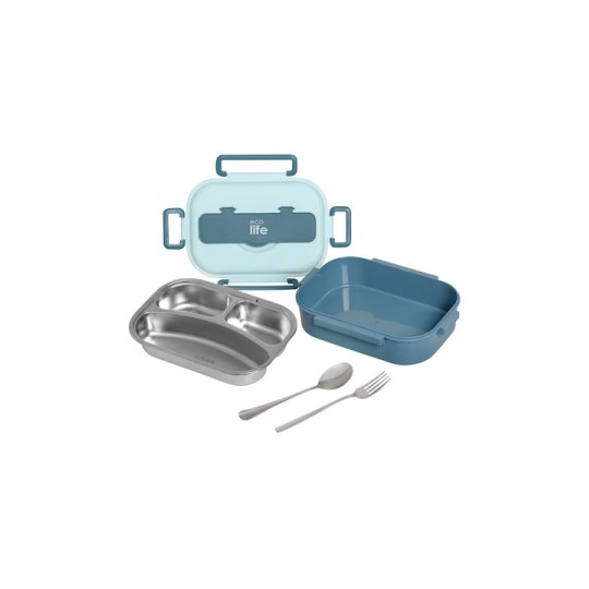 Eco Life Φαγητοδοχείο 1Lt 3 Θέσεων Γαλάζιο Eco Life Φαγητοδοχείο 1Lt 3 Θέσεων Γαλάζιο