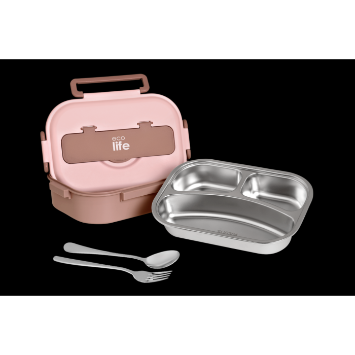 Eco Life Φαγητοδοχείο 1Lt 3 Θέσεων Ροζ Eco Life Φαγητοδοχείο 1Lt 3 Θέσεων Ροζ