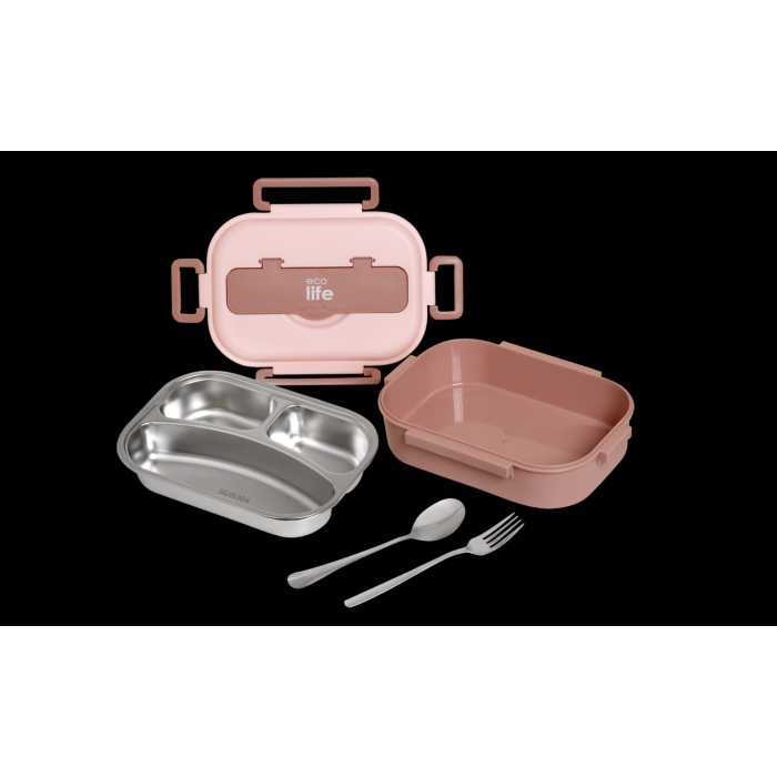 Eco Life Φαγητοδοχείο 1Lt 3 Θέσεων Ροζ Eco Life Φαγητοδοχείο 1Lt 3 Θέσεων Ροζ