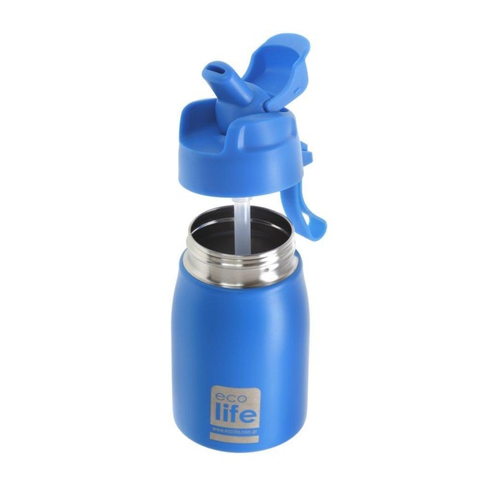 Eco Life Παγουράκι 400ml Με Eσωτερικό Καλαμάκι Blue Eco Life Παγουράκι 400ml Με Eσωτερικό Καλαμάκι Blue