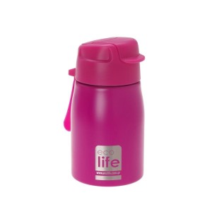 Eco Life Παγουράκι 400ml Με Eσωτερικό Καλαμάκι Pink