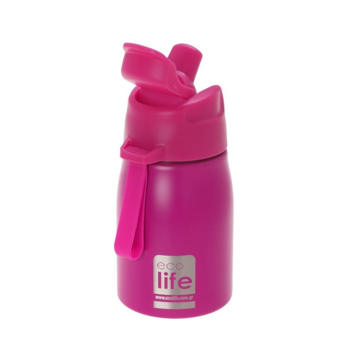 Eco Life Παγουράκι 400ml Με Eσωτερικό Καλαμάκι Pink
