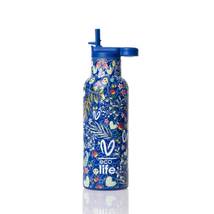 Eco Life Παγούρι Θερμός Ανοξείδωτο Με Καλαμάκι Blue 500ml Eco Life Παγούρι Θερμός Ανοξείδωτο Με Καλαμάκι Blue 500ml