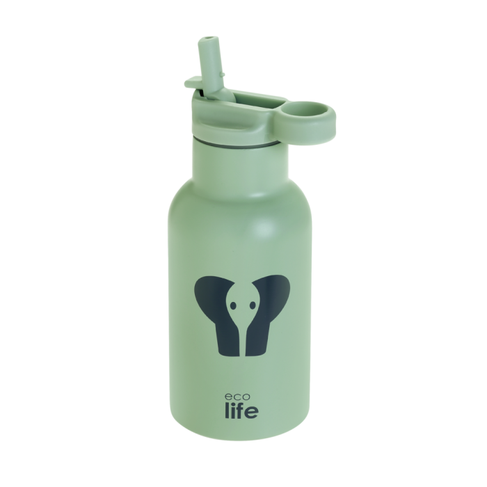 Eco Life Παγούρι Θερμός Ανοξείδωτο Με Καλαμάκι Kids Thermos Animals Elephant 350ml