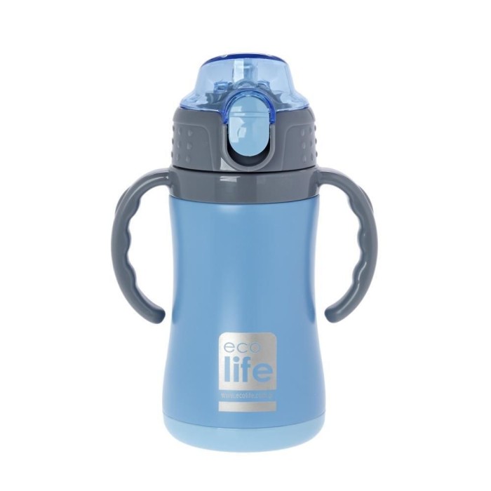 Eco Life Παγούρι Θερμός Ανοξείδωτο Με Καλαμάκι Kids Thermos Blue 300ml