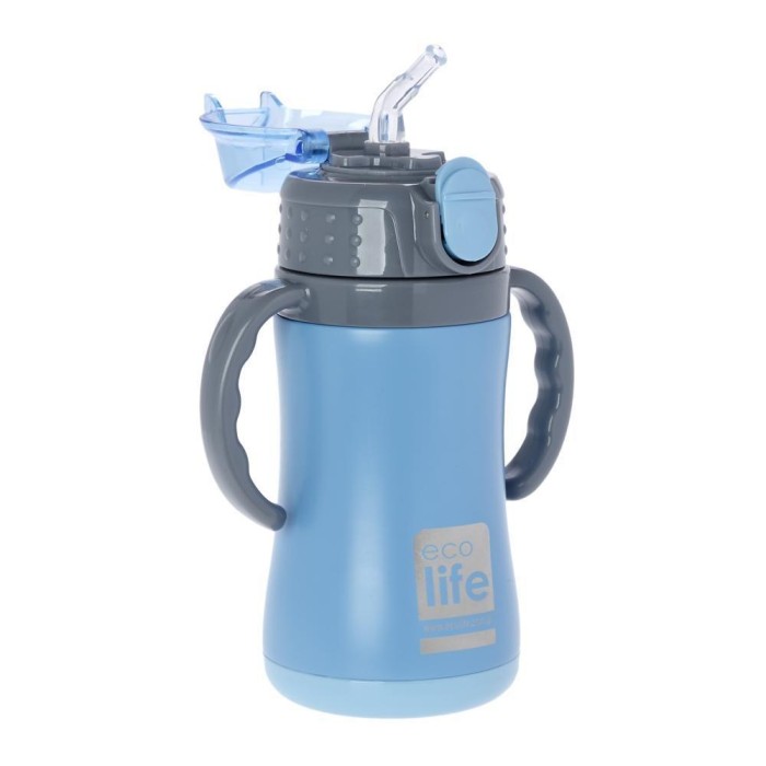 Eco Life Παγούρι Θερμός Ανοξείδωτο Με Καλαμάκι Kids Thermos Blue 300ml