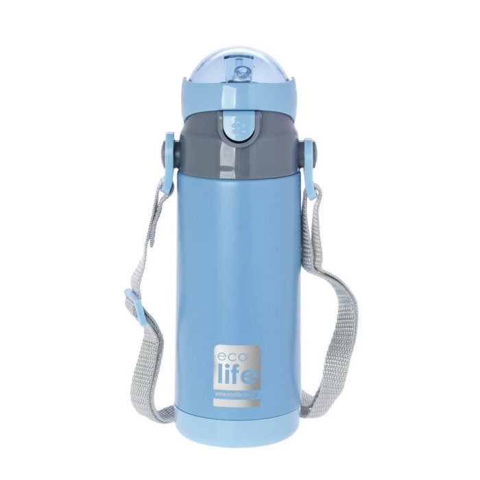 Eco Life Παγούρι Θερμός Ανοξείδωτο Με Καλαμάκι Kids Thermos Blue 400ml