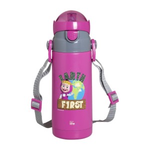 Eco Life Παγούρι Θερμός Ανοξείδωτο Με Καλαμάκι Kids Thermos Earth First Magenta 400ml