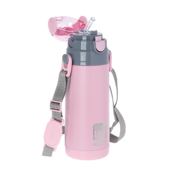 Eco Life Παγούρι Θερμός Ανοξείδωτο Με Καλαμάκι Kids Thermos Pink 400ml Eco Life Παγούρι Θερμός Ανοξείδωτο Με Καλαμάκι Kids Thermos Pink 400ml