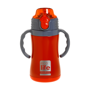 Eco Life Παγούρι Θερμός Ανοξείδωτο Με Καλαμάκι Kids Thermos Red 300ml