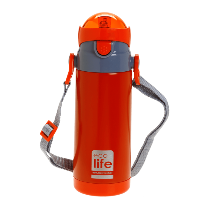 Eco Life Παγούρι Θερμός Ανοξείδωτο Με Καλαμάκι Kids Thermos Red 400ml Eco Life Παγούρι Θερμός Ανοξείδωτο Με Καλαμάκι Kids Thermos Red 400ml