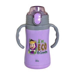 Eco Life Παγούρι Θερμός Ανοξείδωτο Με Καλαμάκι Kids ThermosMasha - Save The Wild Lilac 300ml