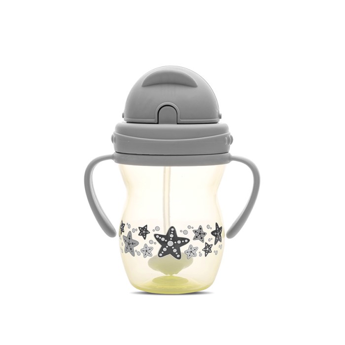 Εκπαιδευτικό Κύπελλο Με Καλαμάκι 275ml Yellow/Grey Lorelli