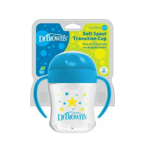Εκπαιδευτικό Κύπελλο με Καπάκι & Λαβές Μπλε Αστεράκια 180ml 6m+ Dr. Brown's