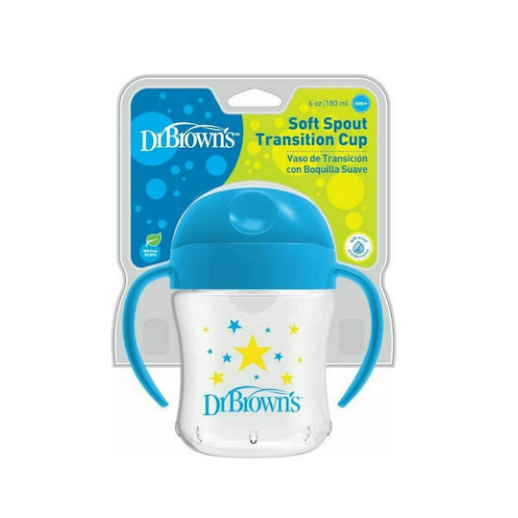 Εκπαιδευτικό Κύπελλο με Καπάκι & Λαβές Μπλε Αστεράκια 180ml 6m+ Dr. Brown's