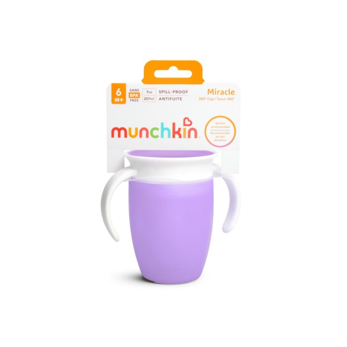 Εκπαιδευτικό Κύπελλο με λαβές Miracle 360 Trainer Cup Μωβ Munchkin 207ml
