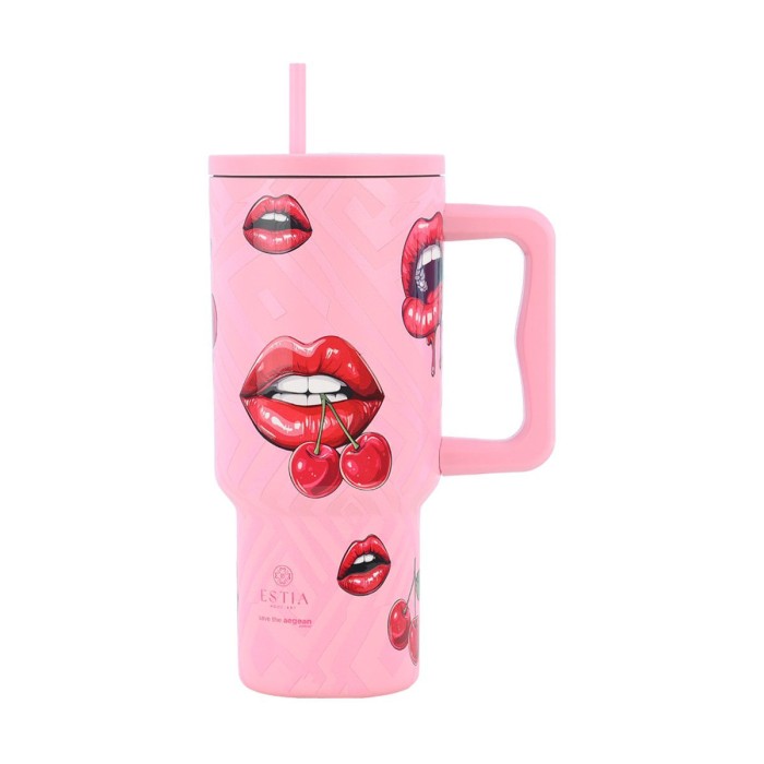 Estia Θερμό Straw Tumbler XL 900ml Save the Aegean Blush Pop Estia Θερμό Straw Tumbler XL 900ml Save the Aegean Blush Pop