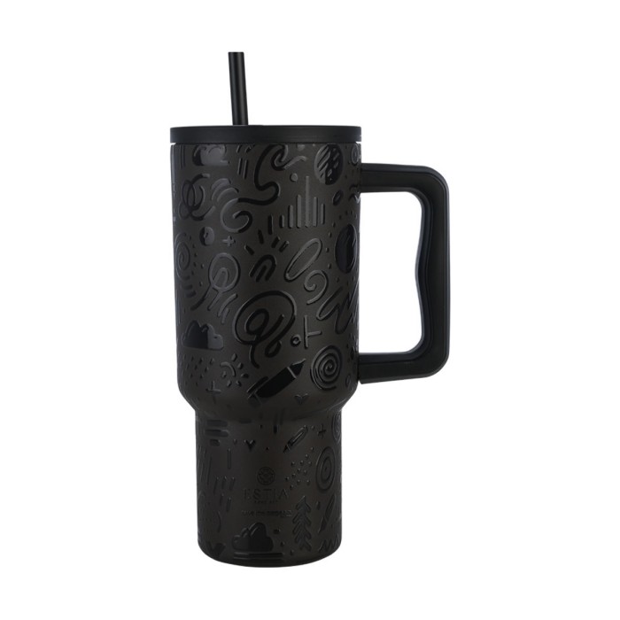 Estia Θερμό Straw Tumbler XL 900ml Save the Aegean Noir Echo
