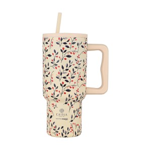 Estia Θερμό Straw Tumbler XL 900ml Save the Aegean Bloom Beige