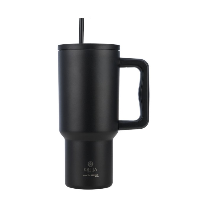 Estia Θερμό Straw Tumbler XL 900ml Save the Aegean Midnight Black Estia Θερμό Straw Tumbler XL 900ml Save the Aegean Midnight Black