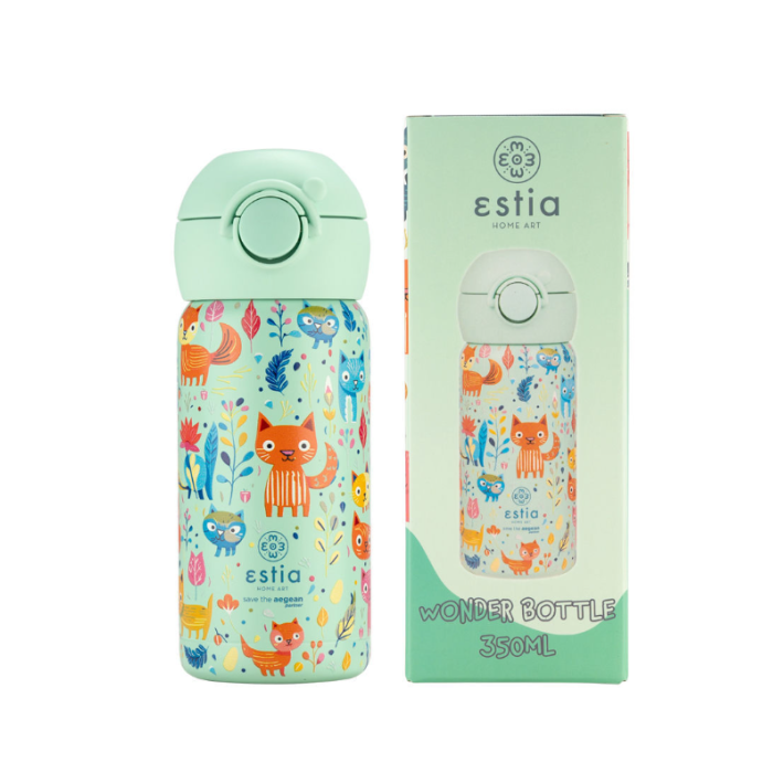 Estia Θερμός Παιδικό Wonder Bottle Save The Aegean 350ml Feline Foliage