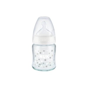 First Choice Plus Μπιμπερό Γυάλινο 120ml Με Θηλή Σιλικόνης 0-6m Άσπρο Nuk