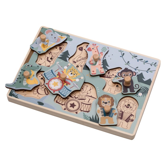 FreeON Ξύλινο Παζλ Σχήματα Με Ήχους Ζούγκλα Με Μουσικά Όργανα FreeON Ξύλινο Παζλ Σχήματα Με Ήχους Ζούγκλα Με Μουσικά Όργανα