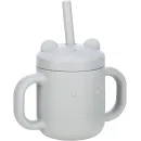 FreeOn Παιδικό Ποτηράκι Με Λαβές Και Καλαμάκι Από Σιλικόνη Γκρι 175ml για 6m+