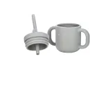 FreeOn Παιδικό Ποτηράκι Με Λαβές Και Καλαμάκι Από Σιλικόνη Γκρι 175ml για 6m+