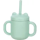 FreeOn Παιδικό Ποτηράκι Με Λαβές Και Καλαμάκι Από Σιλικόνη Μέντα 175ml για 6m+