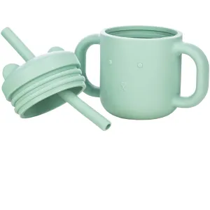 FreeOn Παιδικό Ποτηράκι Με Λαβές Και Καλαμάκι Από Σιλικόνη Μέντα 175ml για 6m+