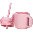 FreeOn Παιδικό Ποτηράκι Με Λαβές Και Καλαμάκι Από Σιλικόνη Ροζ 175ml για 6m+