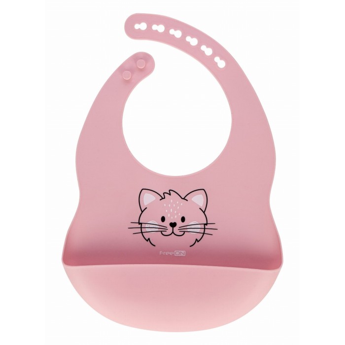 FreeOn Σαλιάρα Σιλικόνης Ροζ Γατούλα