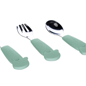 FreeOn Σετ Κουτάλι Πιρούνι Μαχαίρι Μεταλλικό Με Λαβή Σιλικόνης Μέντα