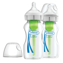 Γυάλινο Μπιμπερό 270ml με Φαρδύ Λαιμό Options+ & Θηλή Σιλικόνης Dr. Brown's 2τμχ