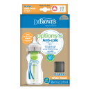 Γυάλινο Μπιμπερό 270ml με Φαρδύ Λαιμό Options+ & Θηλή Σιλικόνης Dr. Brown's 2τμχ