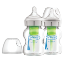 Γυάλινο Μπιμπερό με Φαρδύ Λαιμό Options+ & Θηλή Σιλικόνης 150ml Dr. Brown's 2τμχ