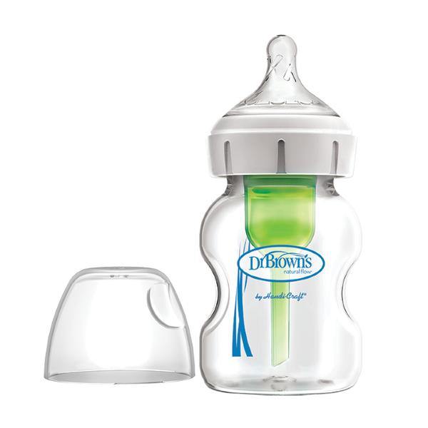 Γυάλινο Μπιμπερό με Φαρδύ Λαιμό Options+ & Θηλή Σιλικόνης 150ml Dr. Brown's