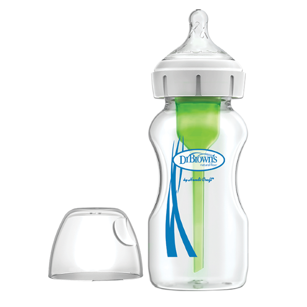 Γυάλινο Μπιμπερό με Φαρδύ Λαιμό Options+ & Θηλή Σιλικόνης 270ml Dr. Brown's