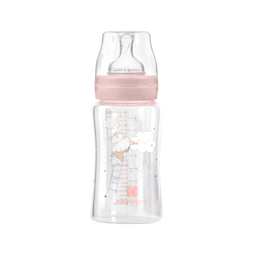 Γυάλινο Μπιμπερό 240ml Hippo Dreams Pink Kikka Boo