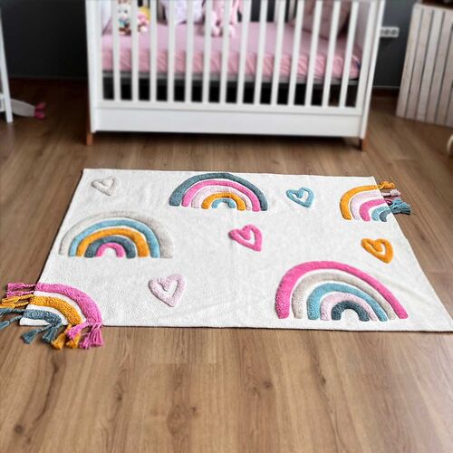 BabyBliss: Βαμβακερό, πλενόμενο χαλί "Over the rainbow" - 100x140 cm BabyBliss: Βαμβακερό, πλενόμενο χαλί "Over the rainbow" - 100x140 cm
