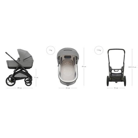 Inglesina Σύστημα Μεταφοράς Aptica XT Quattro Canyon Grey Με Σκελετό Nero Και Παιδικό Κάθισμα Αυτοκινήτου Darwin Infant