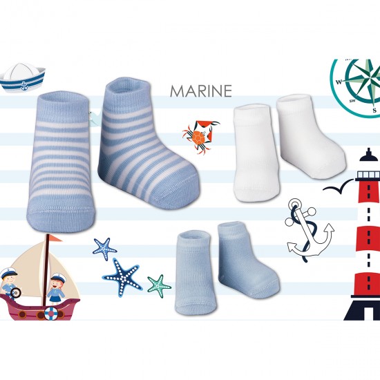 Καλτσάκια 3τμχ Le Babbuu Marine 0-6 μηνών Baciuzzi
