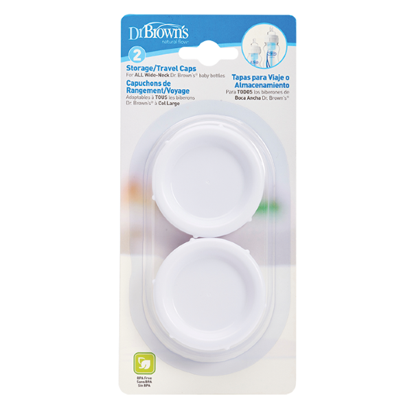 Καπάκια Ταξιδιού Για Μπιμπερό Με Φαρδύ Λαιμό 2τμχ Dr Brown