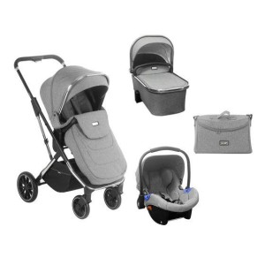 Καρότσι 3 σε 1 Angele Chrome Γκρι Kikka Boo ΔΩΡΟ Αδιάβροχο & Πάνα Αγκαλιάς