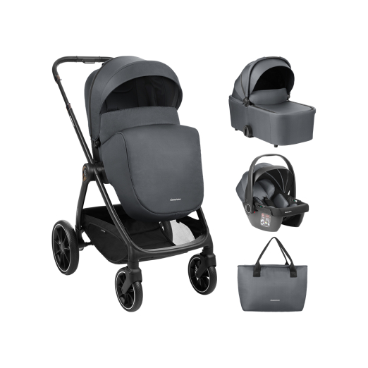 Καρότσι 3 σε 1 Με Καλαθούνα Modena Dark Grey Kikka Boo + ΔΩΡΟ Πάνα Αγκαλιάς