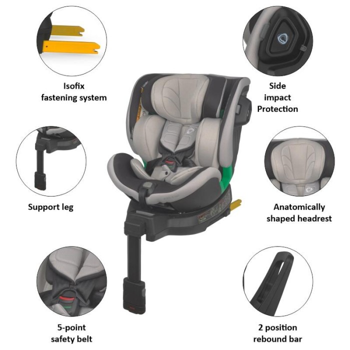 Κάθισμα Αυτοκινήτου i-Size 40-150cm Mago Neutral Grey Coccolle Κάθισμα Αυτοκινήτου i-Size 40-150cm Mago Neutral Grey Coccolle